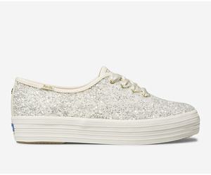 Baskets Keds Kate Spade New York Triple Glitter Femme Blanche | 9617-LYPOG