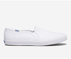 Slip On Keds Champion Slip On Organic Coton Tela Femme Blanche | 1048-DTXUA