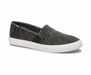 Slip On Keds Clipper Washed Solids Femme Noir | 4985-IVFJM