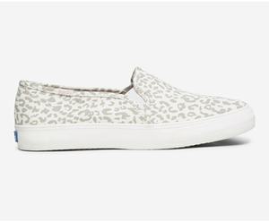 Slip On Keds Double Decker Animal Femme Blanche | 0584-FYLXD