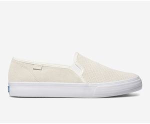 Slip On Keds Double Decker Daim Femme Blanche | 4861-BADKF