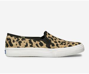 Slip On Keds Double Decker Leopard Femme Marron | 4631-BLXHP