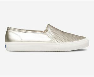 Slip On Keds Double Decker Metallic Femme Doré | 3942-HFNAB