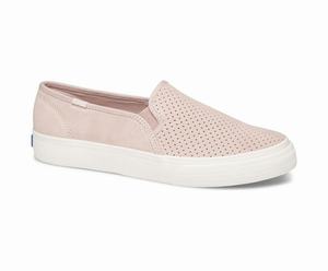 Slip On Keds Double Decker Perf Daim Femme Rose | 6370-BHMUY