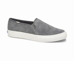 Slip On Keds Double Decker Perf Daim Femme Grise | 7628-BCZYG