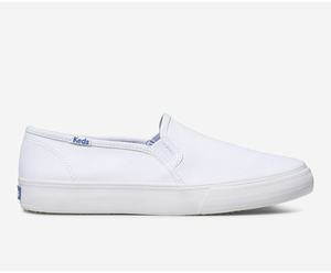 Slip On Keds Double Decker Tela Femme Blanche | 7146-WSQOZ