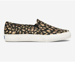 Slip On Keds Washable Double Decker Animal Femme Noir / Leopard | 6054-XTMQY